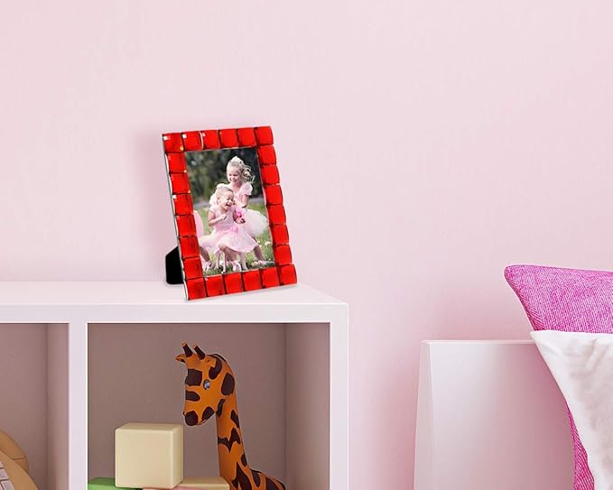 Isaac Jacobs Decorative Sparkling Red Jewel Picture Frame, Photo Display & Home Décor (4x6, Red)