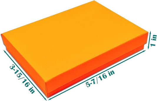 TheDisplayGuys - 25-Pack #53 Kraft Paper Cardboard Gift Boxes/Jewelry Cases w. Cotton Padding & Lid - Marigold - (5.4" x 3.9" x 1.0")
