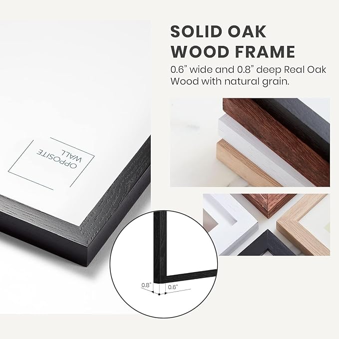 Opposite Wall - 16x20 in - Black Solid Oak Wood Picture Frame - Lightweight, Versatile & Shatterproof - Wall Hanging Poster - Wall Decor for Office, Gallery & Home - 2 Pack