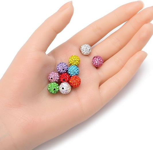 50pcs Adabele Grade A Suncatcher Crystal Rhinestone Pave Loose Beads 10mm Crystal Golden Shadow Polymer Clay Disco Ball Spacers Compatible with Shamballa All Craft Jewelry Making DB10-28