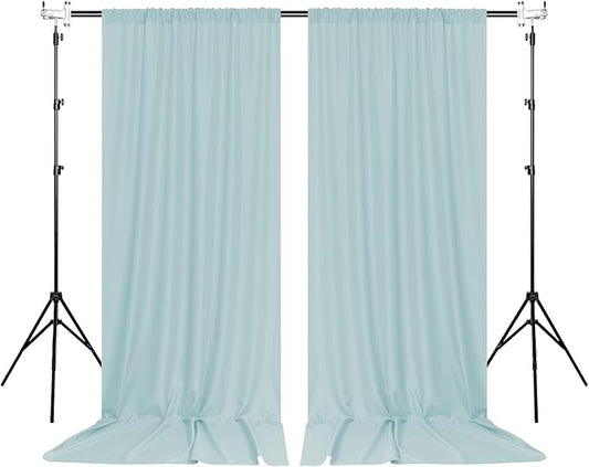 MEETSKY Light Green Backdrop Curtains 10ft x 10ft for Wedding Birthday Baby Shower Photography Backdrop Fabric Curtains Drapes Rod Pocket Light Filtering Window Drapes, 5ft x 10ft, 2 Panels