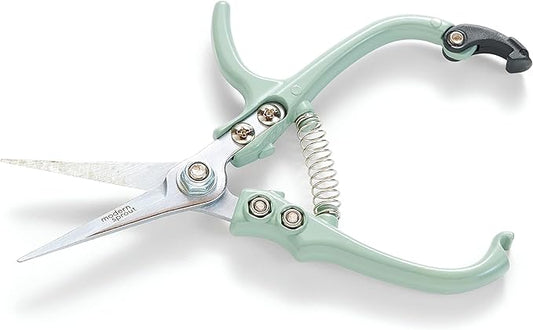 Modern Sprout Pruning Shears - Herb Snipping Scissors- Lightweight Gardening Tools W/Easy Lock - Flower Cutter Garden Shears - Carbon Steel Blade + Reusable Holster (Green, 1-Pack)