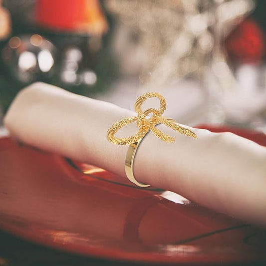 Pack of 18 Napkin Rings Alloy Hollow Out Flower Napkin Holder Dinning Table Napkin Ring for Dinner Parties Wedding Banquet Table Setting Family Gatherings Table Decor(Gold,18)