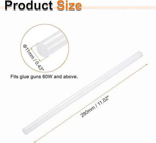 HARFINGTON 10pcs Hot Glue Sticks 0.43" Dia x 11.02" Long EVA Mini Hot Melt Adhesive Glue Stick for Hot Melt Gun Wood Plastic Glass Flowers Fabrics Foam, Clear
