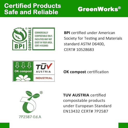 GreenWorks 6" Compostable CPLA Cutlery Kits, BPI Certified 200 Sets (Fork, Spoon,Knife,Napkin 4 in 1) Individually Wrapped With Compostable Bags,Alternative to Plastic Disposable Utensils