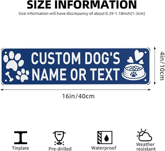 Custom Vintage Metal Sign Personalized Pet's Home Sign with Pet Name Paw Print Text Logo Rust Free Fade Resistant Home Outdoor Wall Signs