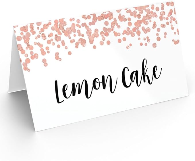 Printed Party Table Place Cards for All Occasions and Events, Set of 25 (Rose Gold)