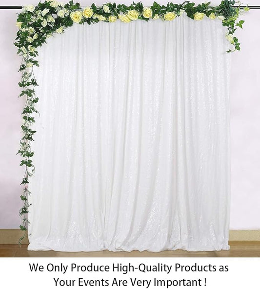 ShinyBeauty Photobooth Background Best Choice-7FTx7FT-White-Sequin Photography Backdrop Curtains for Wedding