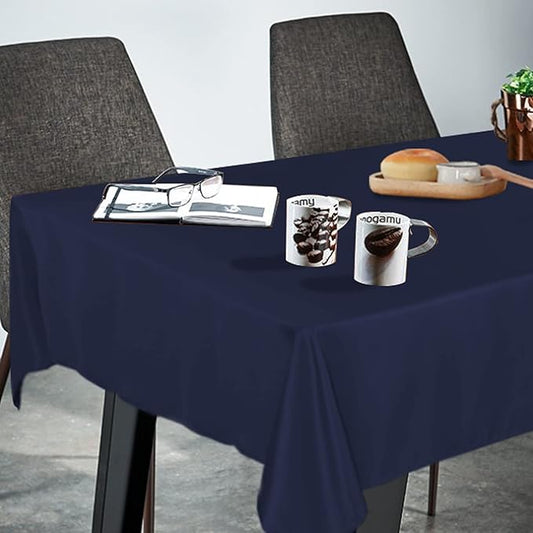 Fitable Rectangle Tablecloth Stain and Wrinkle Resistant Washable Polyester Table Cloth for Buffet Parties and Camping (60x84 inch, Navy Blue)