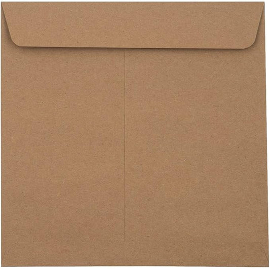 LUXPaper Square Invitation Envelopes | Peel & Press | 8" x 8" | Grocery Bag Brown | 70lb. Text | 50 Qty