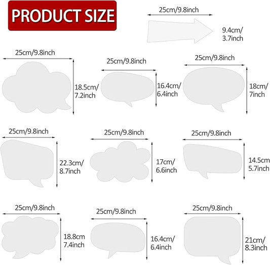 18pcs Blank Photo Booth Props Black Chalkboard Photo Booth Props Frame with Bubble DIY Photo Props for Birthday Wedding Party Supplies(White)