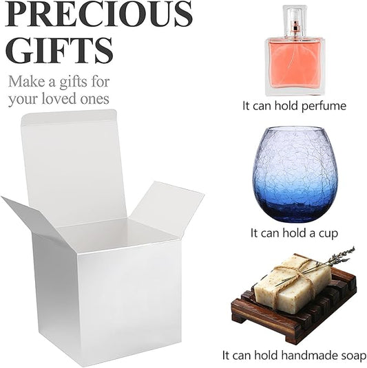 COTOPHER Small Gift Boxes 25 Pack 5x5x5 inches Silver Gift Boxes with Lids for Gifts, Crafting, Wedding Party Favor, Cupcake Boxes, Candy, Bridesmaids Proposal Box with Ribbons and Stickers