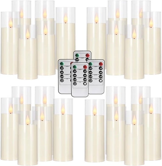 24-Pack A-Series Acrylic LED Flameless Candles with Remote Control - Perfect for Families, Parties, and Special Occasions