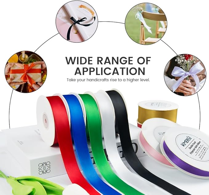 KMER LIFE 5/8 inch x 25 Yards Double Faced Polyester Red Satin Ribbon, Perfect for Gift Wrapping Very Suitable for Weddings Party Hair Bow Invitation Decorations and More