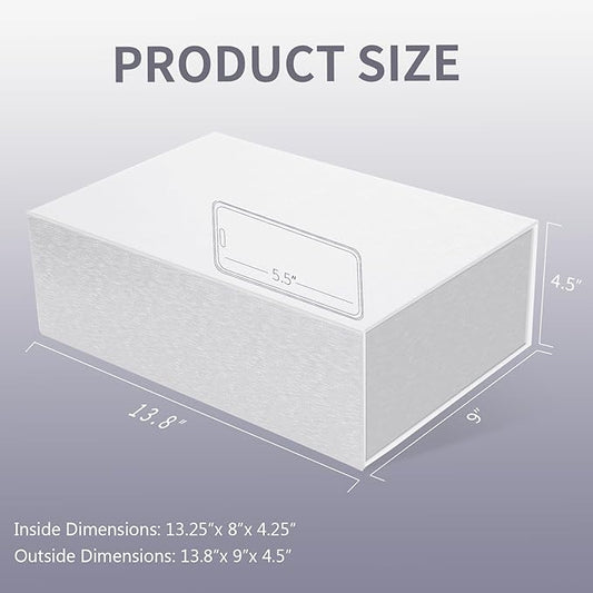 Large White Gift Box,13.75"x9"x4.5", Gift Boxes with Magnetic Lids for Presents Closure Gift Packing for Birthday,Christmas, Halloween,Wedding,Bridal Gifts,Mother's Day Gift Packging