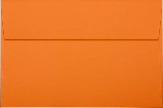 LUXPaper A9 Invitation Envelopes | Peel & Press | 5 3/4" x 8 3/4" | Mandarin Orange | 80lb. Text | 50 Qty