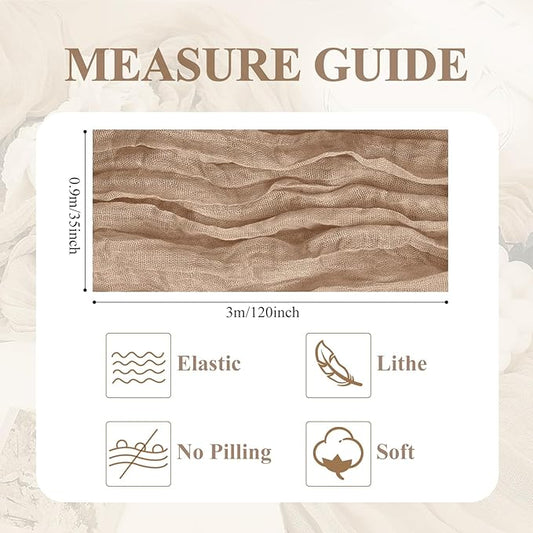 Asee'm 2pcs Cheesecloth Table Runner 120 Inches Long Nude Boho Gauze Cheese Cloth Runner 10FT Rustic Sheer Table Runners for Christmas Wedding Party Baby Shower Spring Easter Decoration