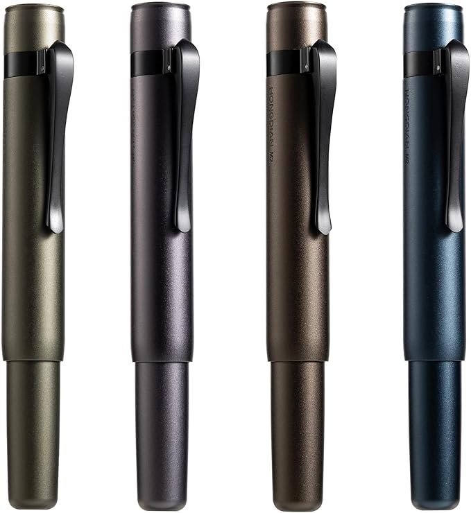 Hongdian M2 Black Forest Mini Fountain Pen, Long Blade Nib & Sleek Shape Aluminium Short Pocket Travel Pen (Midnight Blue)