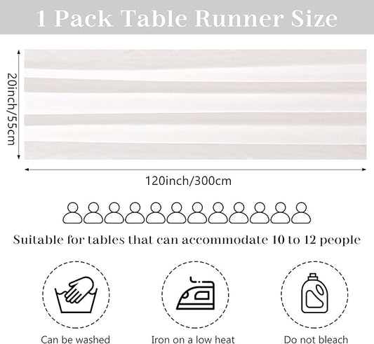 Velvet Table Runner 20 x 120 Inches 10ft Luxurious Thick Soft Velvet Christmas Thanksgiving Wedding Reception Table Runner for Party Reception Decorations(Ivory, 1 Pack)
