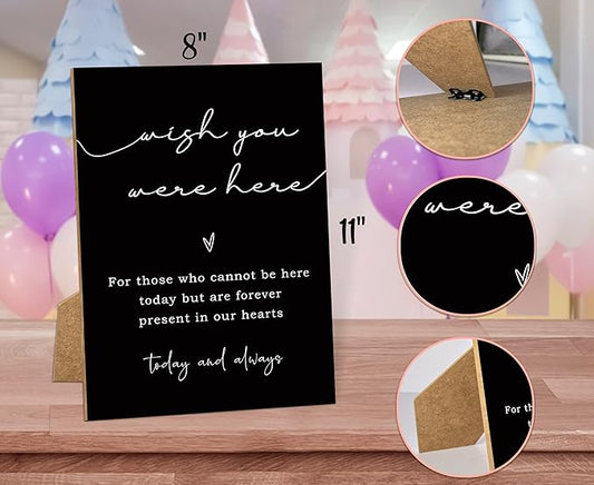 Wish You Were Here, Wedding Memorial Sign, 8x11 Black Minimalist Style Memorial Table Sign for Wedding, Wedding Decorations, Memorial Gifts For Loss of Loved One -2