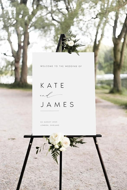 Wedding Welcome Sign, Minimalist Wedding Welcome Sign, 12" x 18" (Small), 27" (Medium), 36" (Large), Plastic, Modern, Pole Mount, Weather