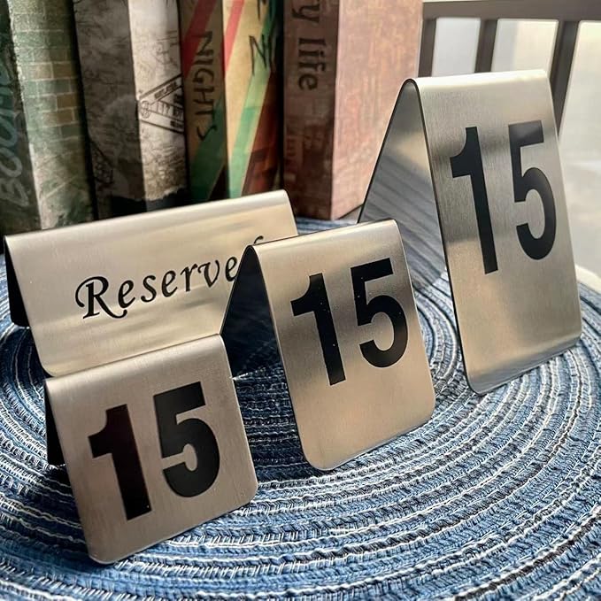 10 Pcs Metal Place Cards Stackable Tent Style Table Numbers,Place Card Holders for Celebration Wedding Party Restaurants Cafes Bars Gatherings meeting Room Board Game Serial (Small 21-30, Black)