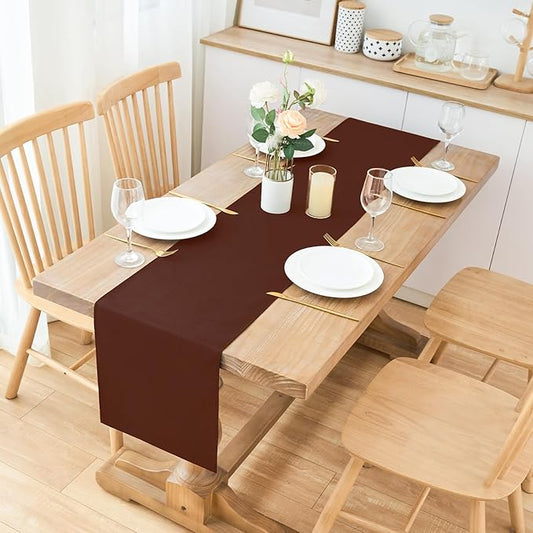 2 Pack Chocolate Table Runner 12 x 60 Inch Solid Color Farmhouse Runners Coffee Table Dresser for Daily Party Home Decoration