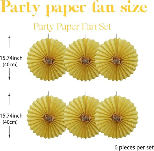 Yellow Birthday Decorations,DIY Yellow Paper Fans Hanging Decoration ,Party Supplies Party Fans 16in, Wedding Graduation Events Accessories 30 Color DIY Set (Yellow)