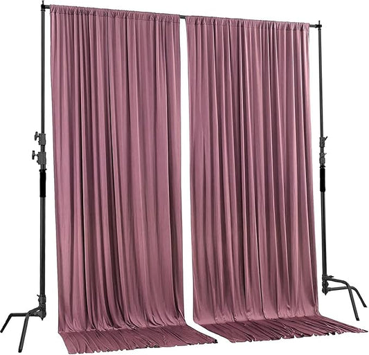 AK TRADING CO. 10 feet x 10 feet Dusty Rose Polyester Backdrop Drapes Curtains Panels with Rod Pockets - Wedding Ceremony Party Home Window Decorations