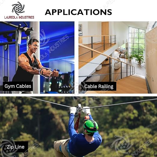 Laureola 1/8" Type-1x19 Grade-316 Stainless Steel Cable Railing Wire Rope - 100ft
