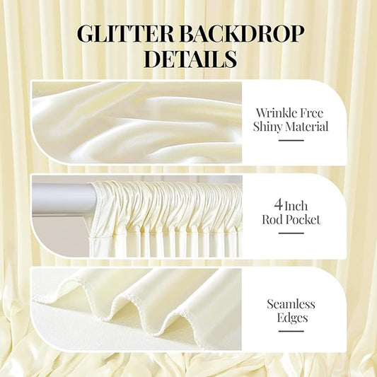10x10 ft Champagne Glitter Backdrop Curtain for Parties, Wrinkle Free Glitter Photo Backdrop Drapes 2 Panels 5x10FT Shimmer Back Drop Cloth for Wedding Birthday Stage Photography Background Decor