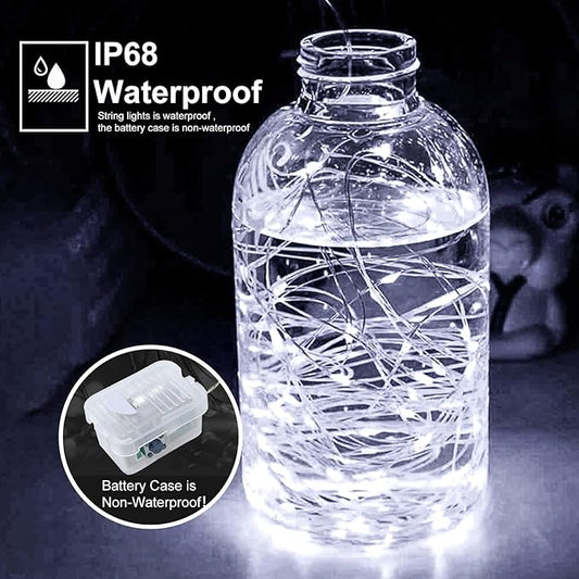 pozzolanas 24 Pack White Battery Operated String Lights - 7ft Waterproof Fairy Lights with 20 LEDs for Home, Mason Jar, Party, Wedding, Halloween, Christmas Decorations
