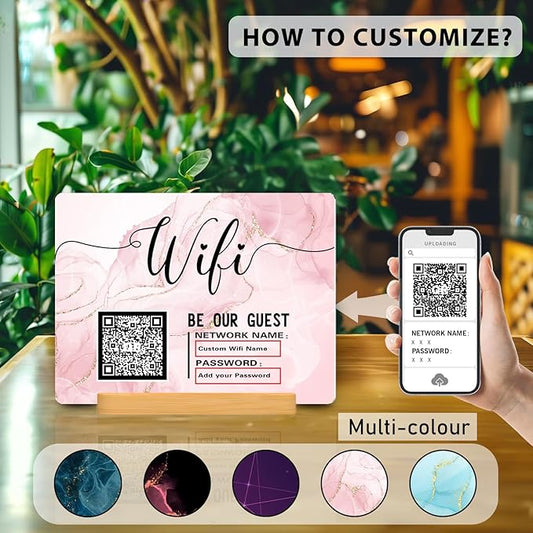 Personalized Custom Metal QR Code Sign Venmo Cashapp Scan to Pay with Stand Instagram Facebook Social Media QR Signs Bar Code QR Plaque Print for Business Salon Beauty Store Restaurant Wifi Sign (W2)