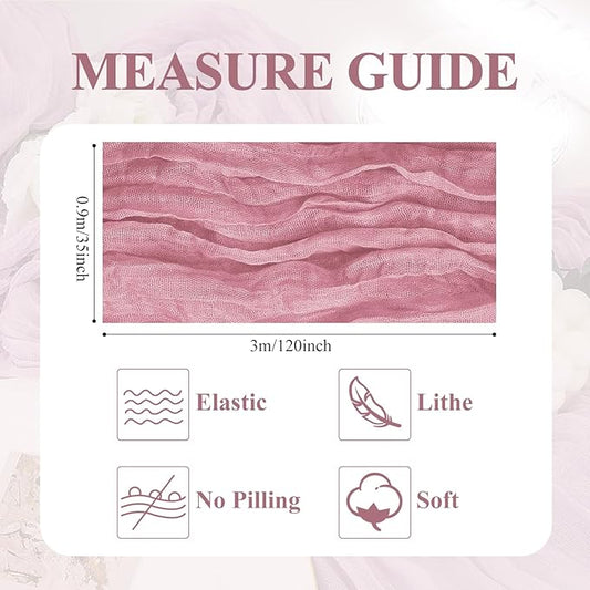 Asee'm Cheesecloth Table Runner 120 Inches Pink Boho Gauze Cheese Cloth Runner 10FT Rustic Sheer Dining Fall Table Runners for Thanksgiving Wedding Baby Shower Centerpiece Decoration