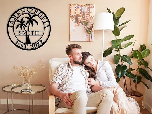 Personalized Metal Palm Tree Sign, Custom Signs Outdoor Palm Tree, Personalized Palm Tree Sign, Metal Palm Anniversary Gift, Palm Tree Metal Wall Art, Custom Metal Sign with Palm Tree