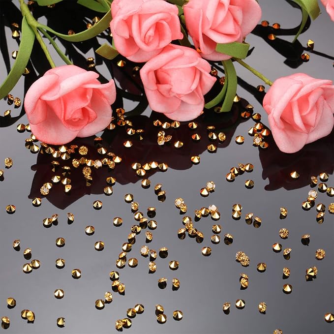 10000 Clear Wedding Table Scatter Confetti Crystals Acrylic Diamonds Rhinestones for Table Centerpiece Decorations Wedding Decorations Bridal Shower Decorations Vase Beads (Gold, 4 MM)