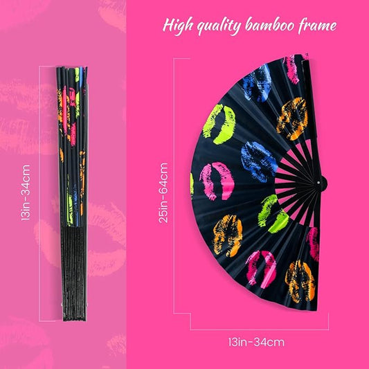 SYNTECSO Hand Fans for Women Foldable, Boots on The Ground Fan, Rave Fan for Drag Queen, Women and Men,Fans for Line Dancing, Parties, Music Festivals, EDM and Decoration
