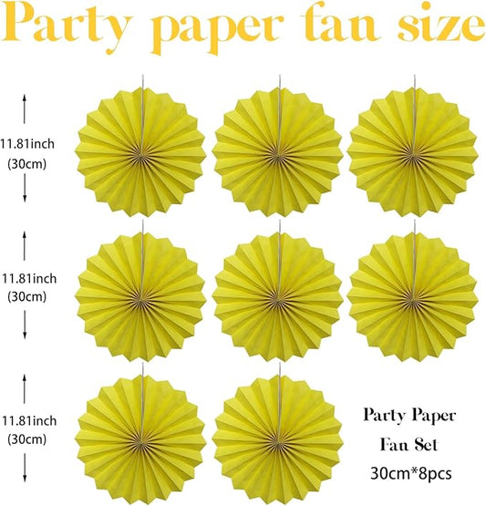 Yellow Party Decorations,Paper Decorations for Party,Lemon Decorations Party Paper Fans Bulk 12in,Anniversary Decorations for Part 30 Color DIY Set (Lemon Yellow)