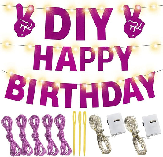 DIY Customizable Banner Letter Banners Party Supplies for Mermaid Party(Glitter Purple)