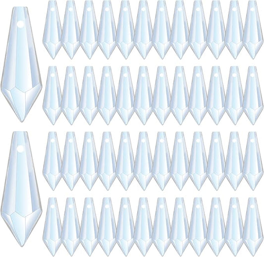 H&D 50pcs 38mm Crystal Icicle Pendant Chandelier Prisms Drops Lamp Candle Holders Curtain DIY Parts(Clear)