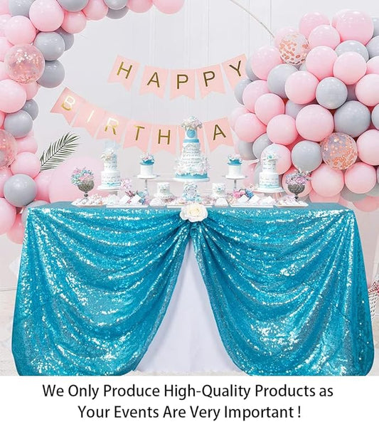 ShinyBeauty Sequin Tablecloth 72x72-Inch Turquoise Square Sequin Table Cover Aqua Glitter Table Cloth for Parties Sparkly Table Linens for Weddings Bridal Shower Birthday Party Event Table Decor