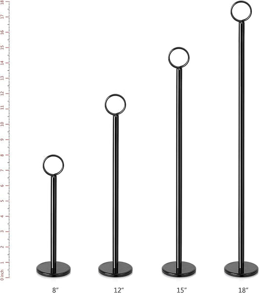 New Star Foodservice 27709 Ring-Clip Table Number Holder/Number Stand/Place Card Holder, 8-Inch, Set of 12, Black Finish