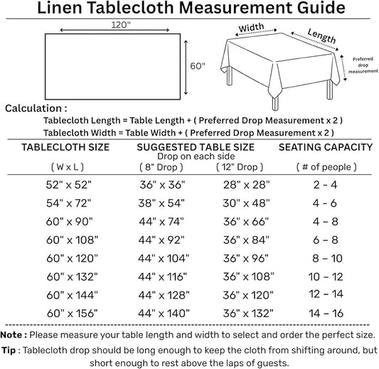 Solino Home Linen Tablecloth 60 x 120 Inch - 100% Pure Linen Chambray Navy Table Cloth for Rectangular Tables - Athena, Machine Washable Cloth Tablecloth for Fall, Thanksgiving, Christmas, Holiday