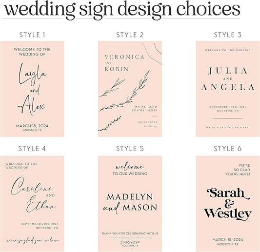 Personalized Wedding Welcome Sign, Customized White Foam Sign for Wedding, 3 Optional Sizes, 29 Design Colors - Wedding Plaque for Welcome Sign, Customizable Wedding Décor