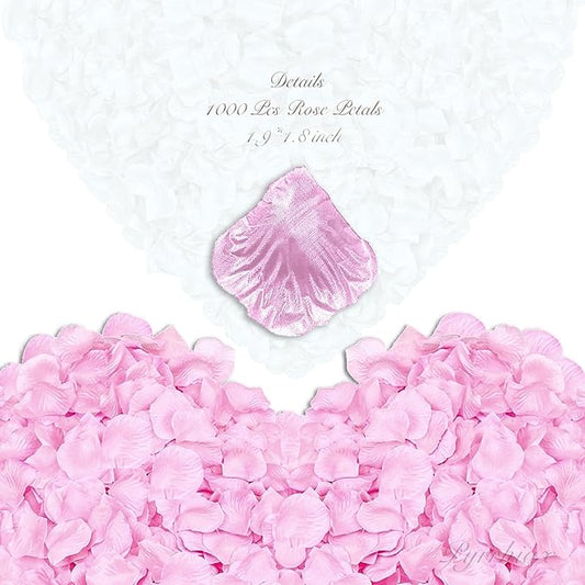 1000Pieces Rose Petals, Artificial Flower Petals Fake Rose Petals Silk Red Rose Petals for Romantic Night,Wedding,Proposal Anniversary Flower Decorations (Light Pink)