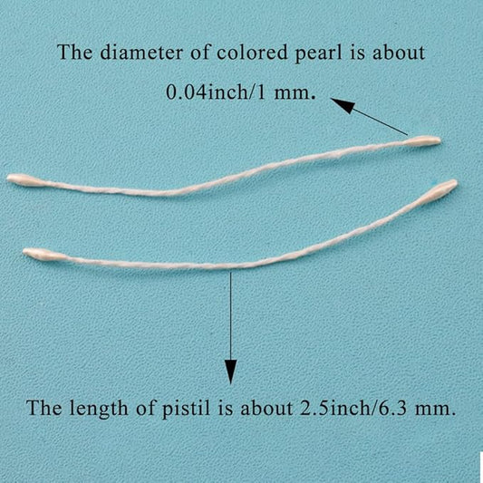 HAHIYO 1000Pcs 1mm White Pearl Double Head Flower Pistil for Flower Making Scrapbook Decoration - Mini Handmade Artificial Pistil Pearlized Floral Stamen Pollen
