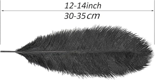 YAKRUNA 30 Pieces 12-14 Inches Black Ostrich Feathers Bulk for Centerpieces, Large Natural Plumes for Vase Home Decorations & Birthday Wedding Great Gatsby Party (30-35cm, Black)