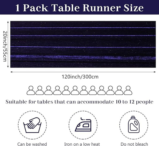 Velvet Table Runner 20 x 120 Inches 10ft Luxurious Thick Soft Velvet Christmas Thanksgiving Wedding Reception Table Runner for Party Reception Decorations(Navy Blue, 1 Pack)