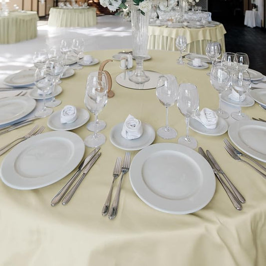 Fitable 6 Pack Ivory Tablecloths for Round Tables-108 Inches in Diameter-Stain Resistant and Washable Table Clothes,Polyester Fabric Covers Wedding,Party,Banquet,Formal Events (130g-QW6P-108Ivory)