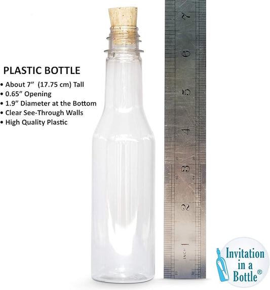 Plastic Bottles & Corks Set (20) - Clear PET Plastic Potion Bottles with Cork - Small Bottles with Cork & Tiny Jars with Cork Bottles, Message in Plastic Bottle, DIY Crafts